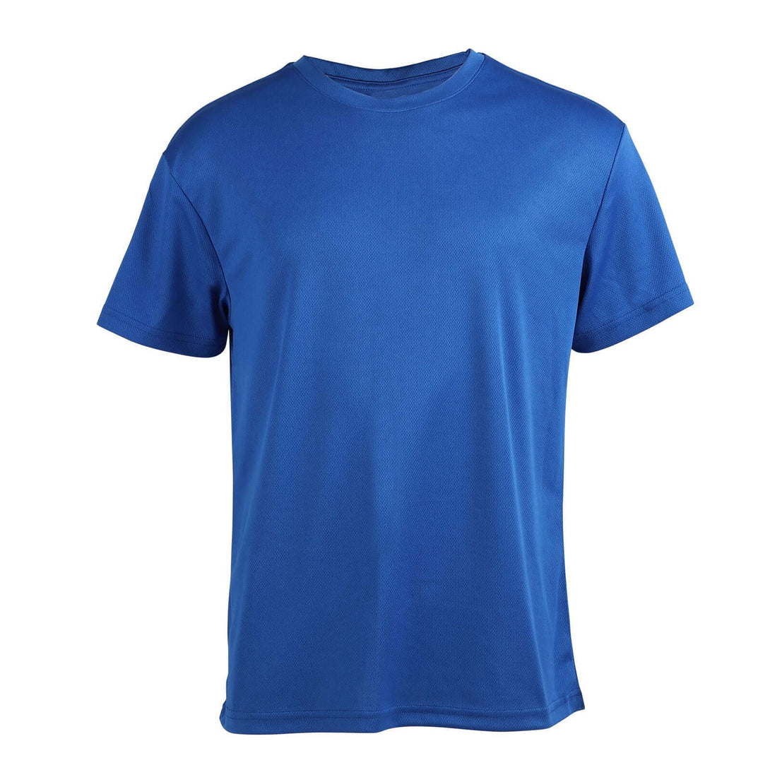 Royal blue RPET sports tee front - Quick-dry mesh custom activewear
