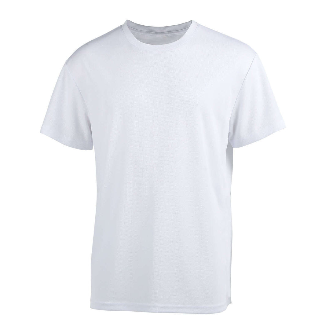 White RPET quick-dry mesh sports tee front - OEM sustainable activewear