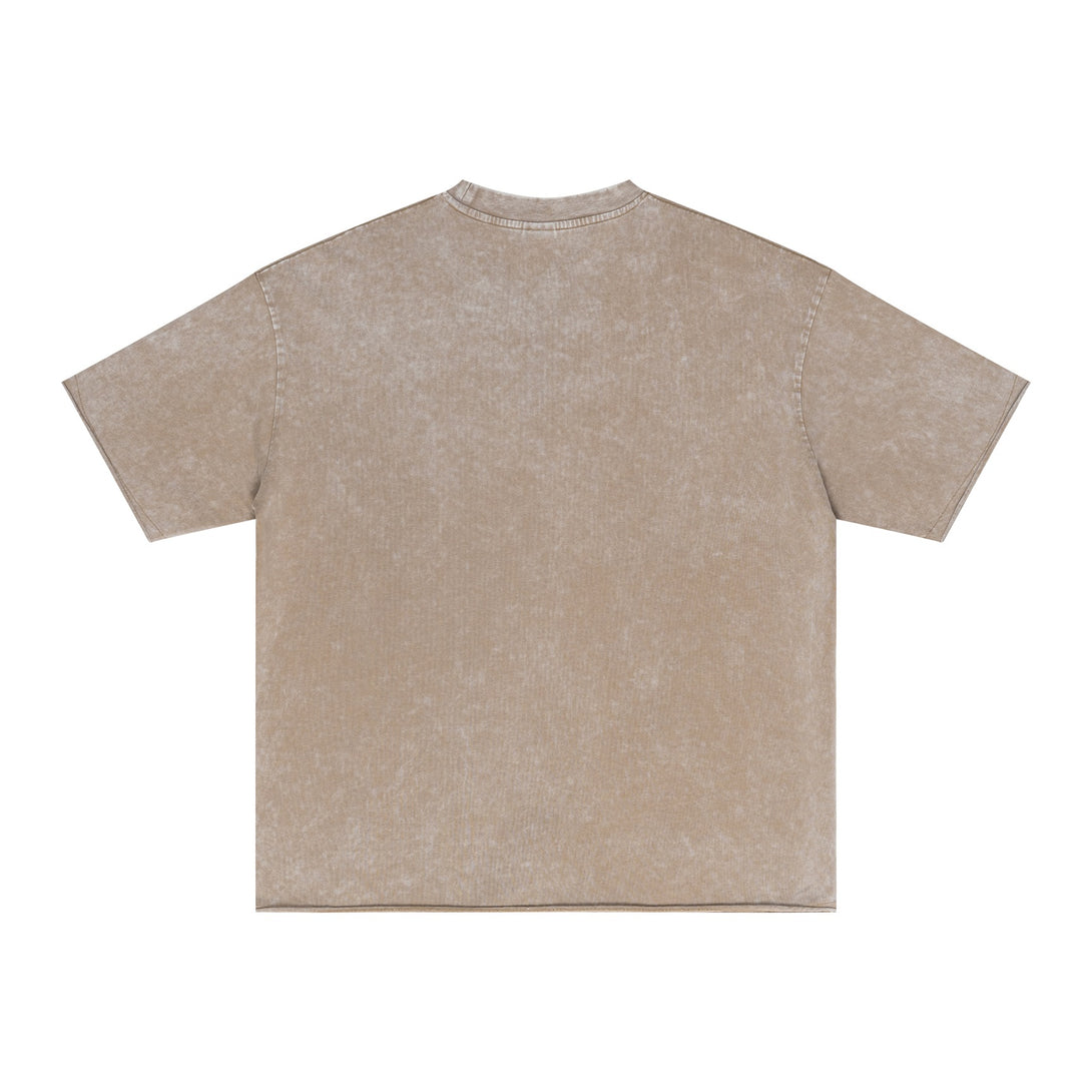 Khaki Distressed Cotton Tee Back | Artisan Construction | Custom Branding Blank