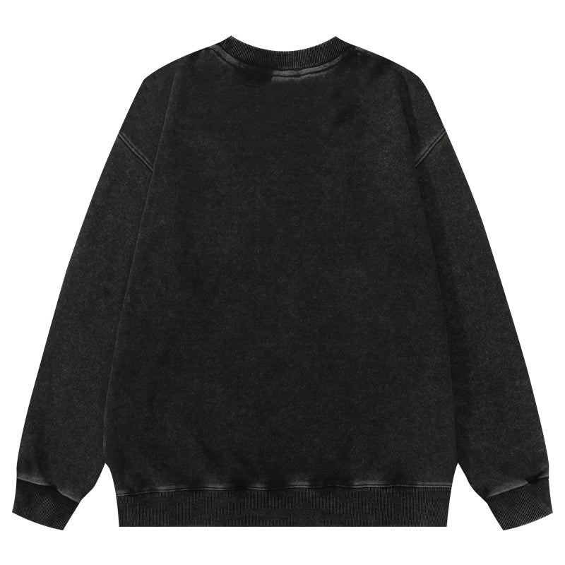 Black wax-dyed pullover sweatshirt back view