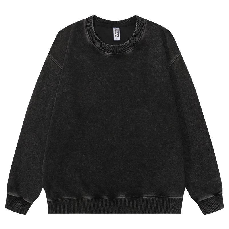 Black wax-dyed pullover sweatshirt front view