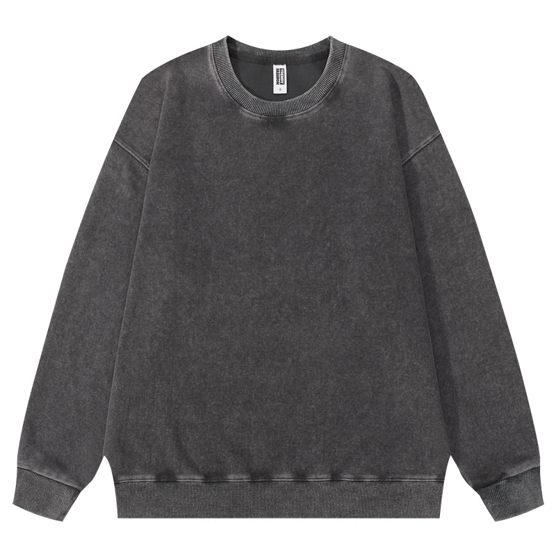 Charcoal gray wax-dyed pullover sweatshirt front view