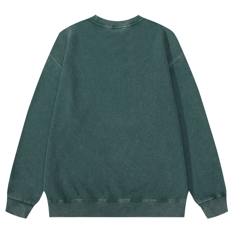 Forest green wax-dyed pullover sweatshirt back view