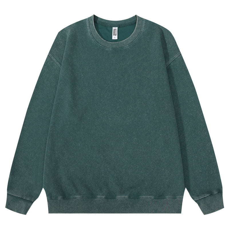 Forest green wax-dyed pullover sweatshirt front view
