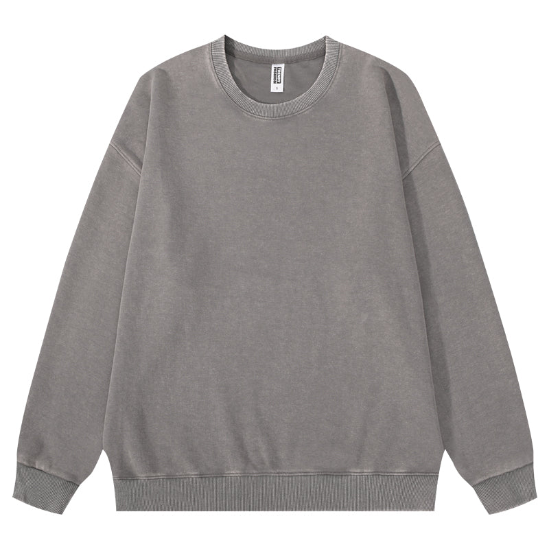 Gray wax-dyed pullover sweatshirt front view