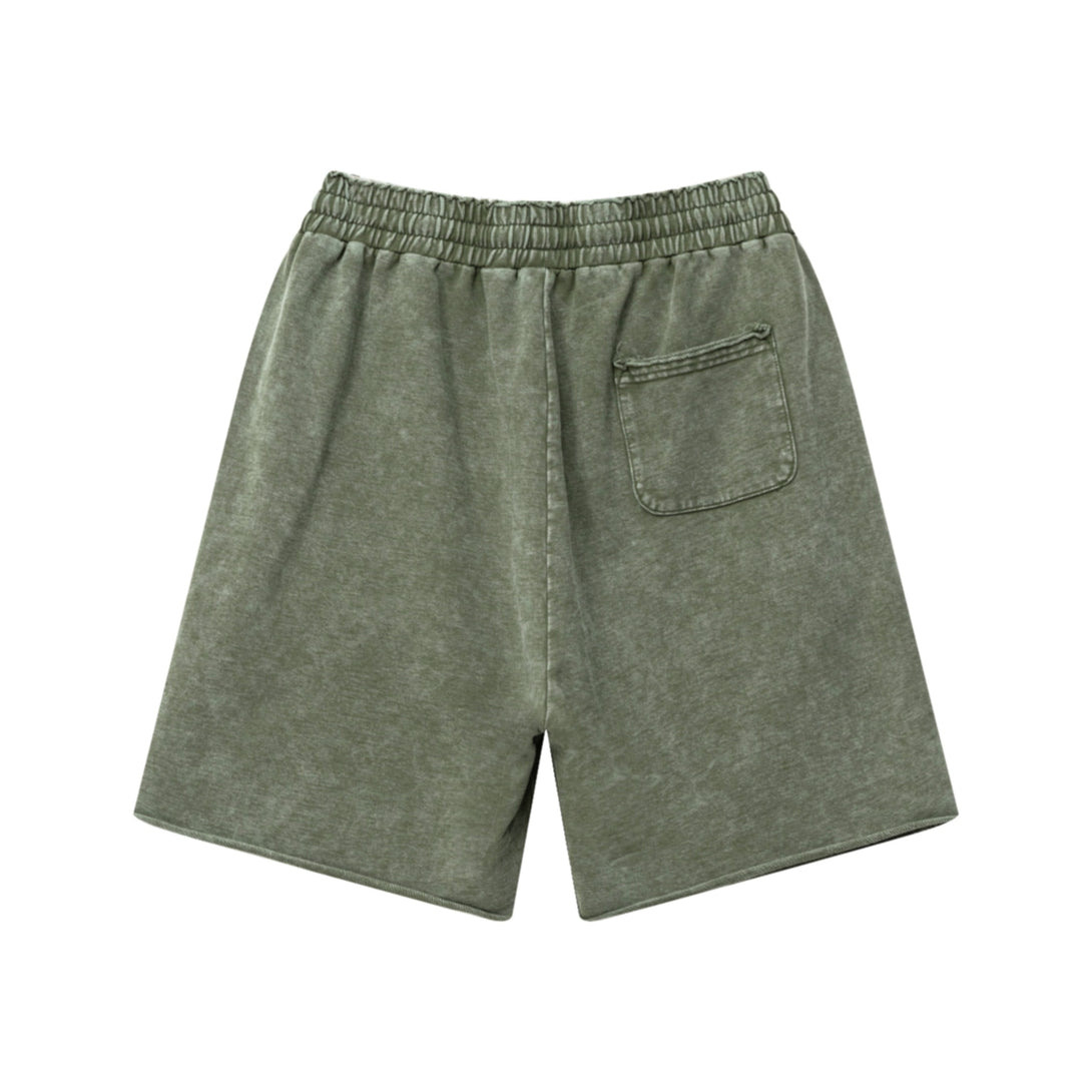 Back view of men's wax wash cargo shorts in Vintage Army Green