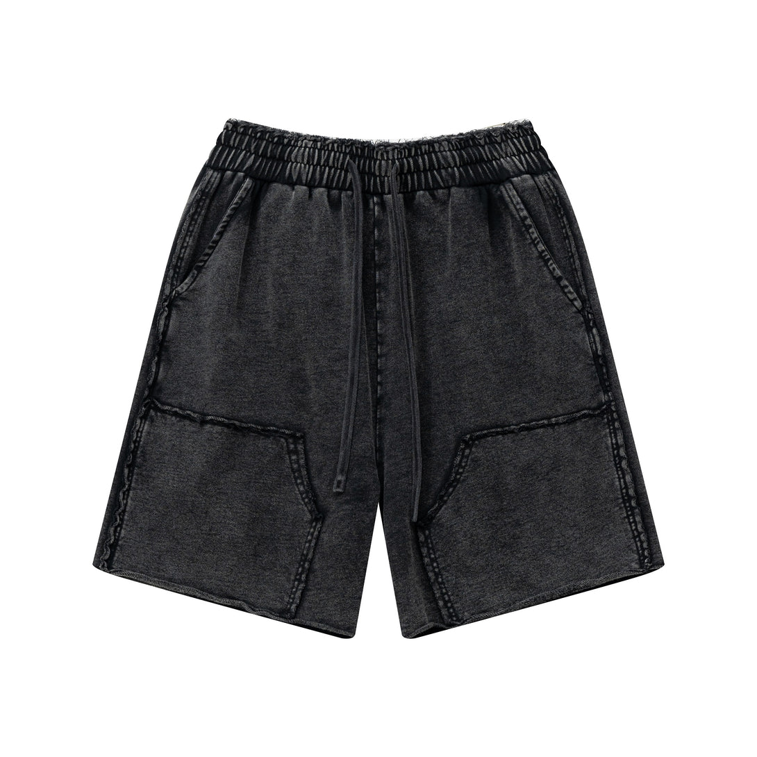 Front view of men's wax wash cargo shorts in Vintage Black