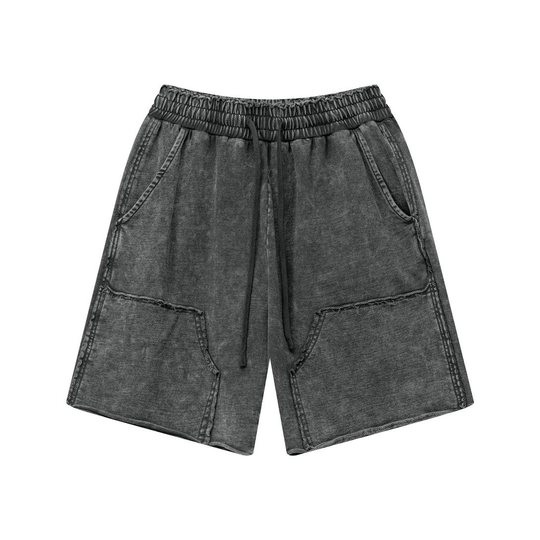 Front view of men's wax wash cargo shorts in Vintage Dark Gray