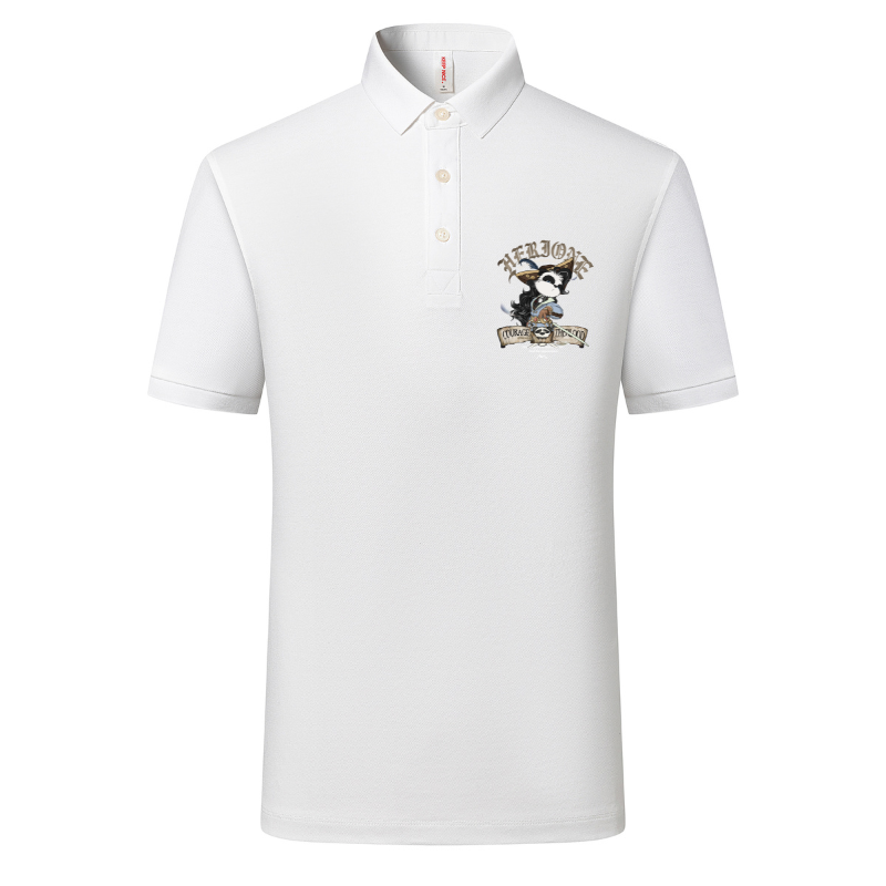 Custom printed sustainable polo in White - bulk branding option