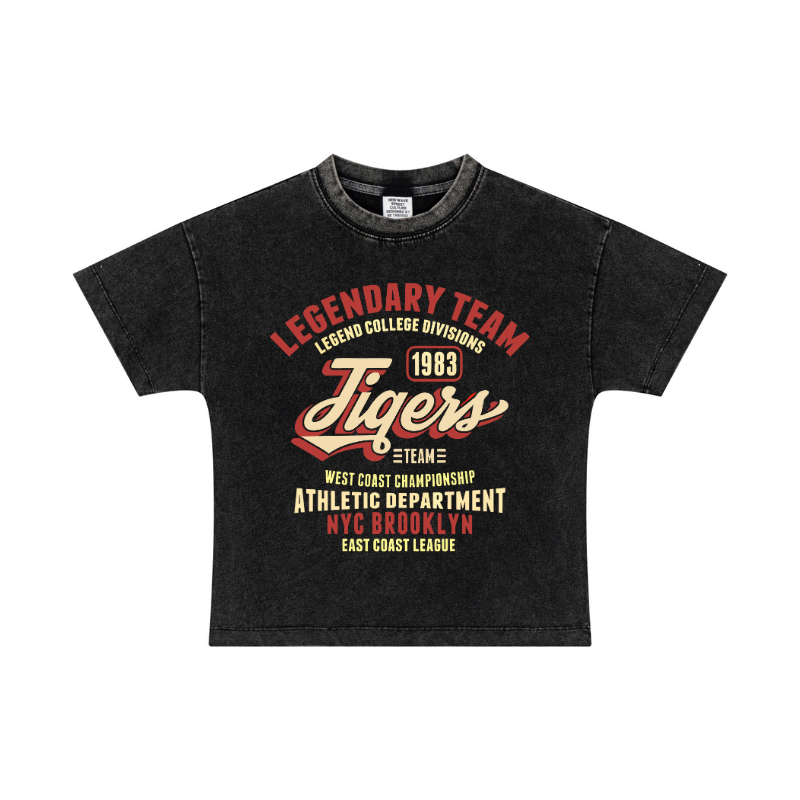 Graphic detail on Black women's tee - SS25 style for wholesale fitness apparel