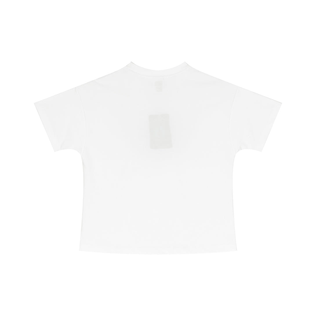 Back view of White cotton t-shirt - relaxed fit for wholesale athleisure wear