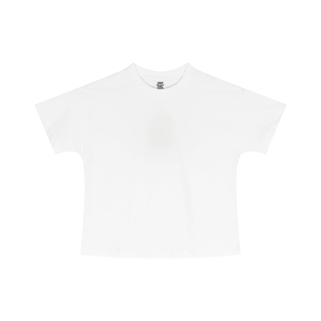 White women's tee front - SS25 athletic cut with breathable fabric for gym-to-lounge