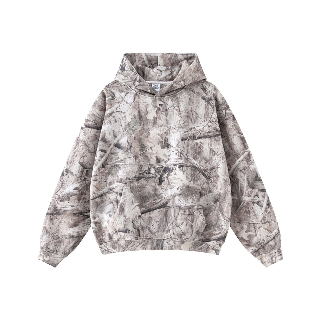 Men's Woodland Camo Hoodie - Heat Transfer Print Hooded Sweatshirt in camouflage design.