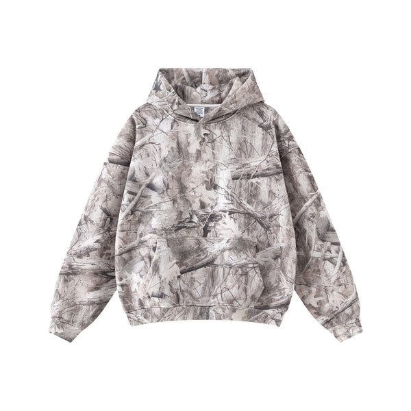 Men's Woodland Camo Hoodie - Heat Transfer Print Hooded Sweatshirt in camouflage design.