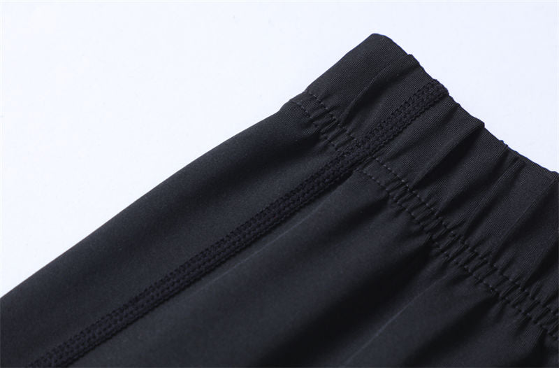 Brand tag placement detail on fitness leggings